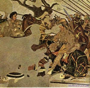 Antikes Mosaik der griechischer Reiterei